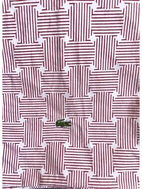 Izod KING Pillowcase Red White Stripe 100% Cotton Nautical Crocodile PRISTINE